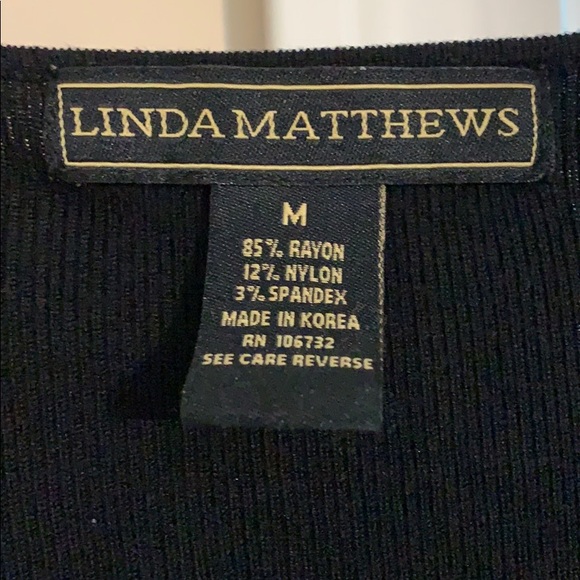 Black sweater scoop neck sz Medium Linda Matthews - Picture 3 of 5